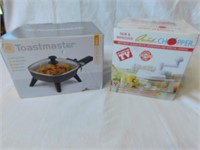 6" electric skillet & chopping machine, unopened