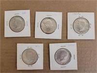 5 Silver Kennedy Half Dollars