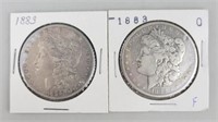 1883 & 1883-O 90% Silver Morgan Dollars.