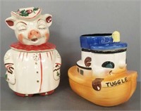 2 vintage cookie jars - Winnie the Pig & Tuggle