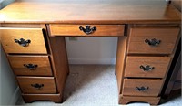 STUDENTS VINTAGE WOOD DESK WITH DRAWERS 43" L