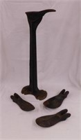Antique shoe last w/ unusual mounting shoe forms