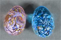 2 Beautiful Swirled Glass Eggs