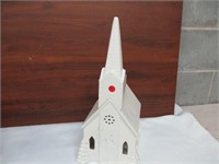 Ceramic Church Glazed White - 17" Tall