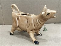 Vintage Ceramic Cow Creamer w/metal Bell