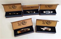 5 Colt collector knives with boxes