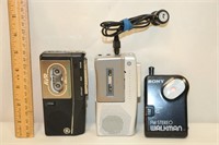 2 Vtg Cassette Recorders and Sony Walkman