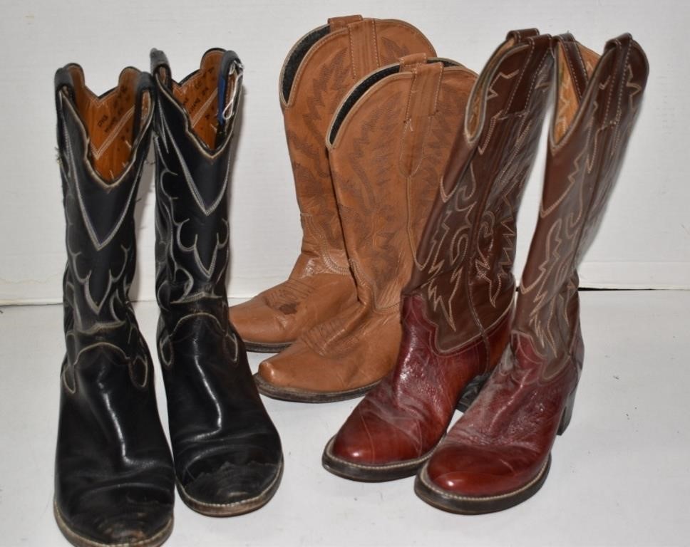 Three Pair Ladies Leather Western Boots