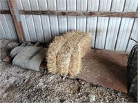 Iron Plate, Rubber Drain Mat, Bail of Straw