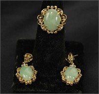 14kt DIAMOND & JADE MATCHING JEWELRY SET