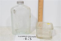 Antique Glass GE Refrigerator Water Jug & Containr