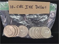 10 IKE DOLLAR COINS 1971-1978 MIX