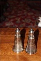 Pair of Sterling and Glass Salt and Pepper Shakers