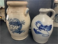 Lot of 2 Blue Decorated Pottery.