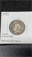 1911 George V Silver One Shilling Great Britain