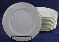 Set of 12 Gold Rimmed Dinner Plates
