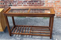 30.5" tall x 48" x 18" Wood & Glass Console Table