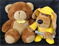 Singing in the Rain plush dog and a teddy bear