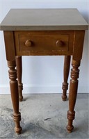 Antique Single Drawer Nightstand w/ Stone Top