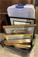 Tub lot of framed prints, eight in total, with a