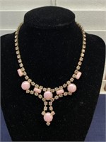 Clear and pink stone necklace