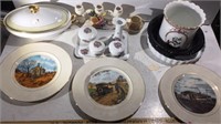 VEGETABLE DISH, CANDLE HOLDERS, PLATES, AND MORE