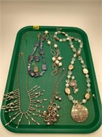 Lapis & costume jewelry necklace lot