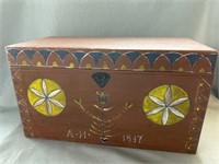 Contemporary Folk Art Painted Storage Chest