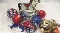 Lot of Patriotic ornaments & Stained Glass rocking