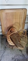 Wicker baskets and wood frame