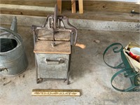 antique metal butter churn