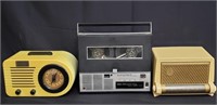 Group of vintage radios, tape recorder