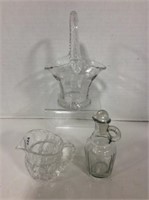 Small Glass Basket, Condiment Decanter, Creamer