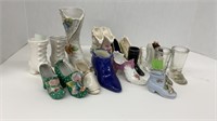 Glass shoe decor lot- some are shot glasses