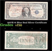 1957B $1 Blue Seal Silver Certificate Grades vf++