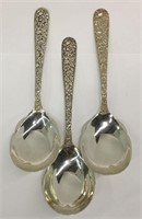 3 S. Kirk & Son Sterling Repousse Serving Spoons