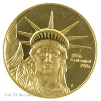 1986 1/2 Ozt. Liberty Trade .9999 Gold Round