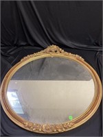 Wood Framed Gold Gilt Round Mirror