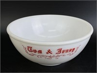 Vintage Tom And Jerry Milk Glass Punch Bowl