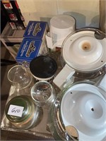 Coffee pots, glassware misc