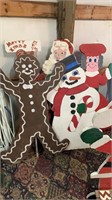 5 early wooden Christmas yard decor all stand