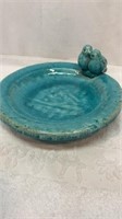 Glazed stoneware bird water tray
