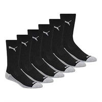 PUMA mens 6 Pack Crew Socks, Black/Gray, 10 13 US