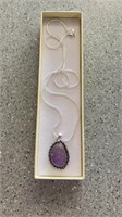 Sterling Silver Chain With Amethyst Pendant 24" Ch