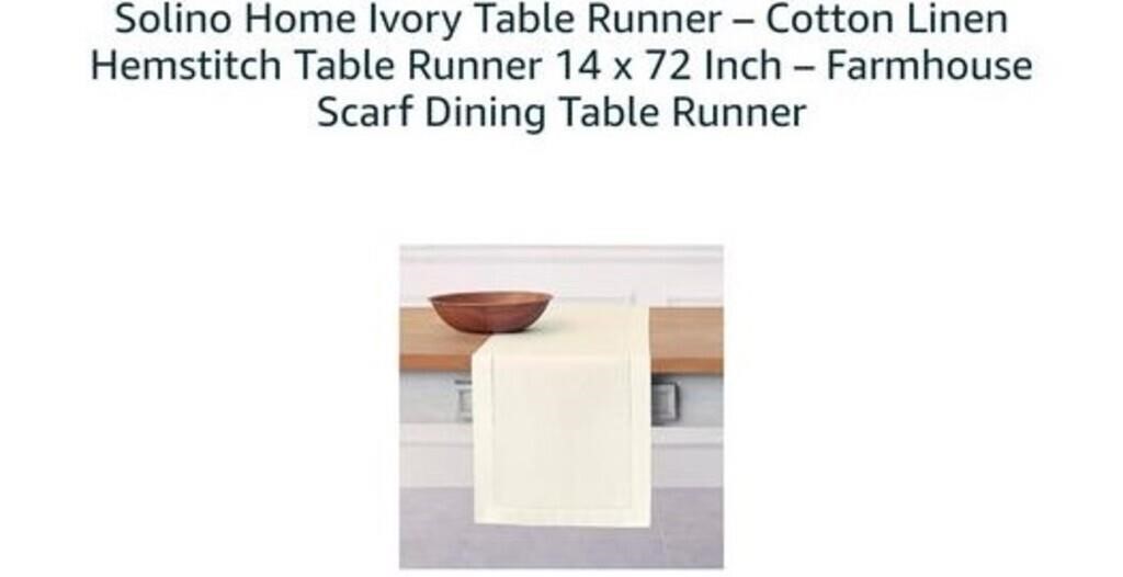 MSRP $15 14x72 Inch Ivory Table Runner