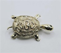 Vintage Signed JJ Gold Tone Turtle Brooch