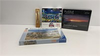 (3) unopened puzzles and pick up sticks game