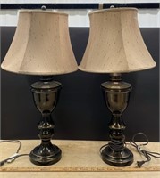 Pair of Metal Based Table Lamps w/Shades (30"H)