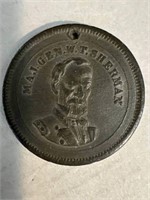 American Major General, W.T. Sherman bust badge