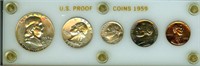 1959 5 Coin Proof Set In Capital Holder